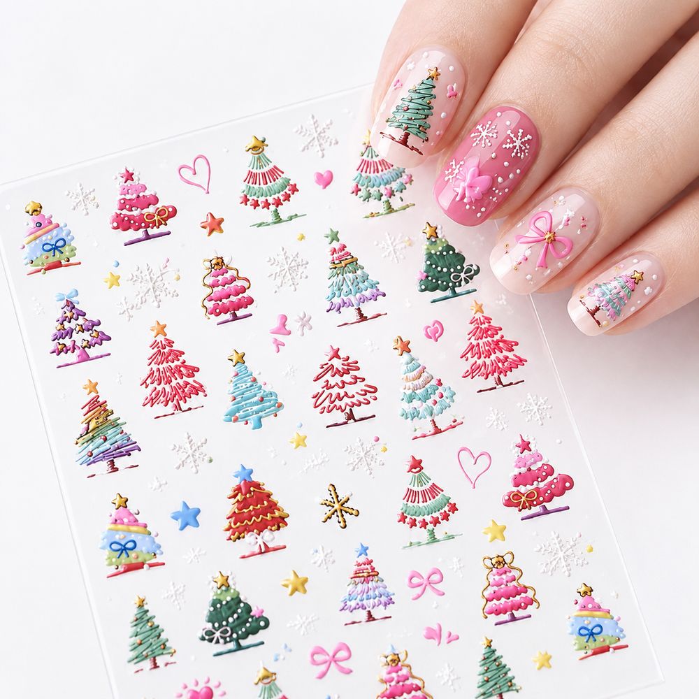 Nail Art Xmas Tree - 1 unidad de pegatinas navideñas en