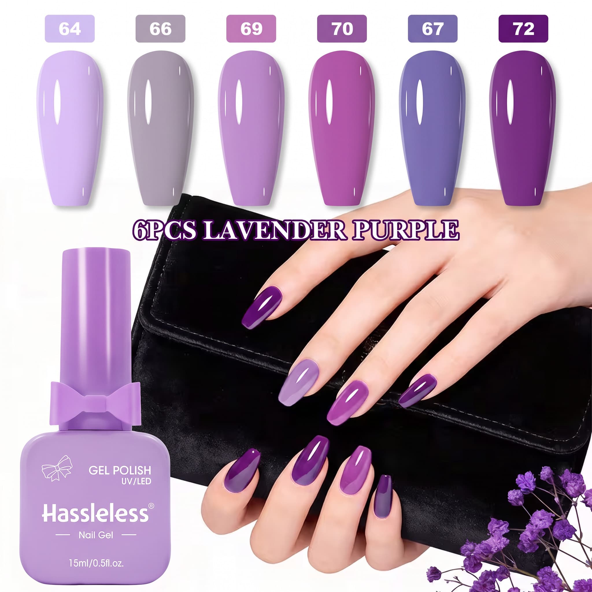 Nail Art Lilac - Juego de 6 Esmaltes de Uñas
