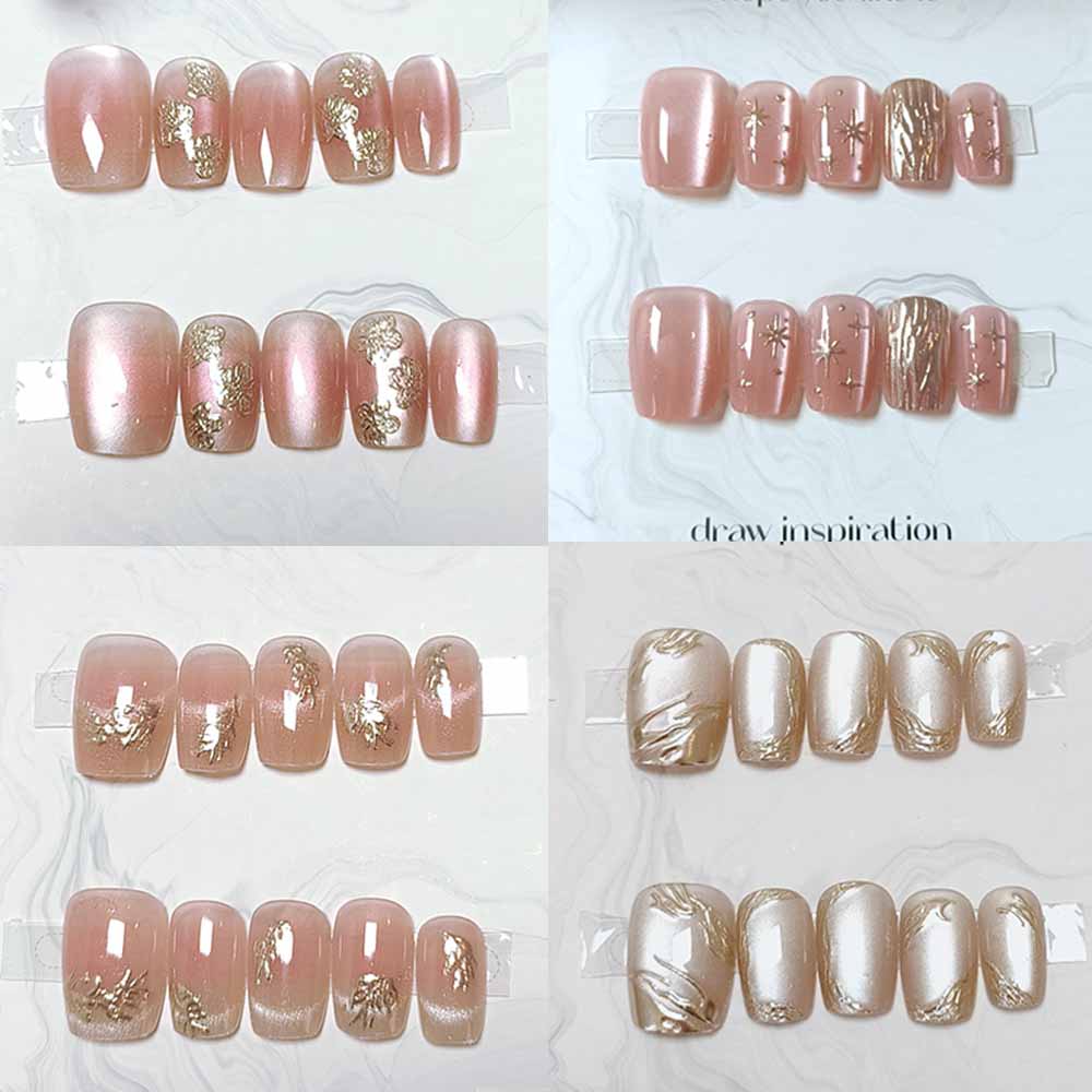 Nail Art Cat Eye Simple - 10 Uds. De flores chapadas en