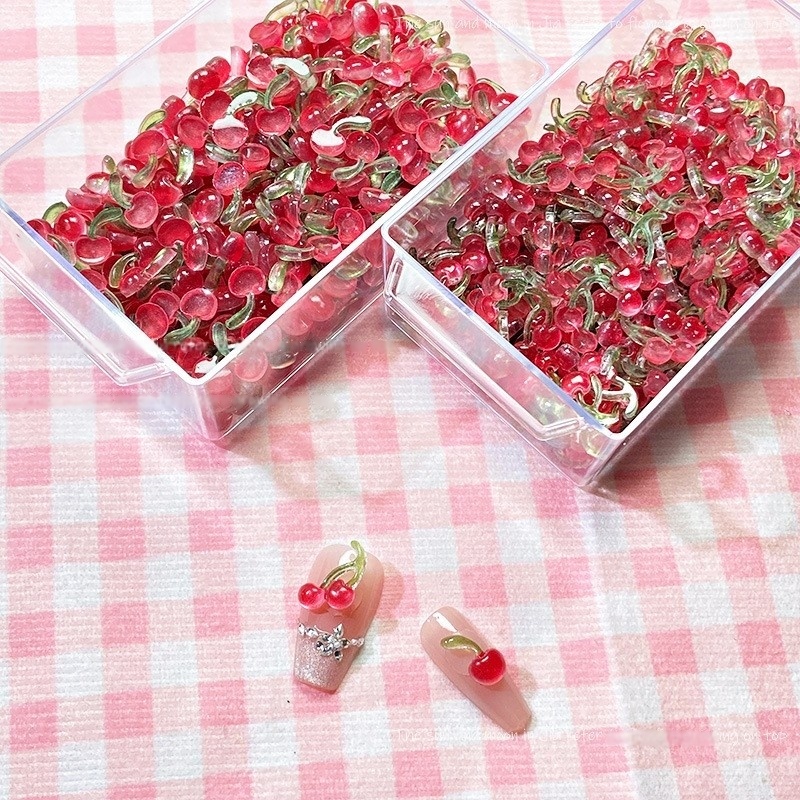 Nail Art Red Cherry - 20 piezas dulce 3D Mini cereza