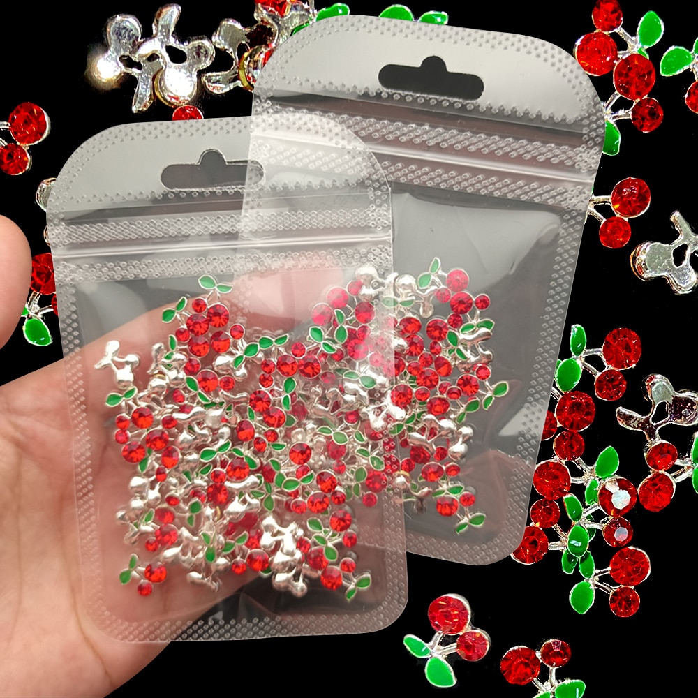 20 unids/bolsa de dijes de uña - Nail Art Red Cherry reseña y precio