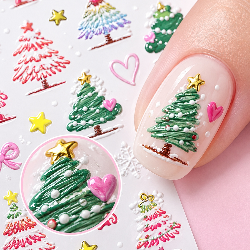 1 unidad de pegatinas navideña - Nail Art Xmas Tree reseña y precio