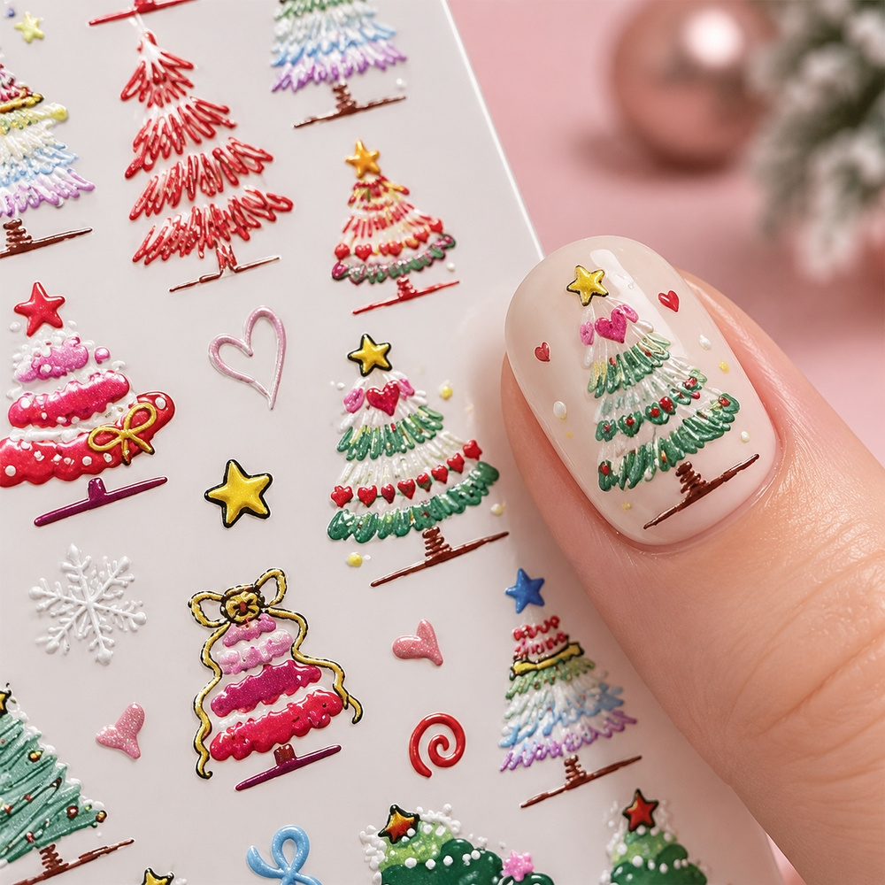 1 unidad de pegatinas navideña - Nail Art Xmas Tree reseña y precio