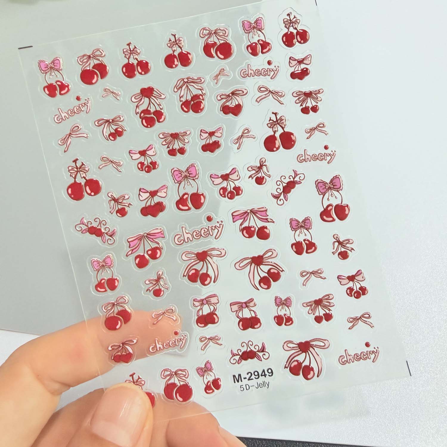 Pegatinas para uñas 5D con dis - Nail Art Red Cherry reseña y precio