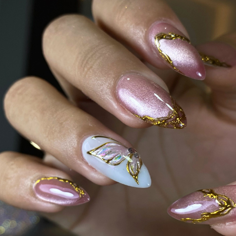 Uñas Postizas Almendradas Efec - Nail Art Cat Eye Simple reseña y precio