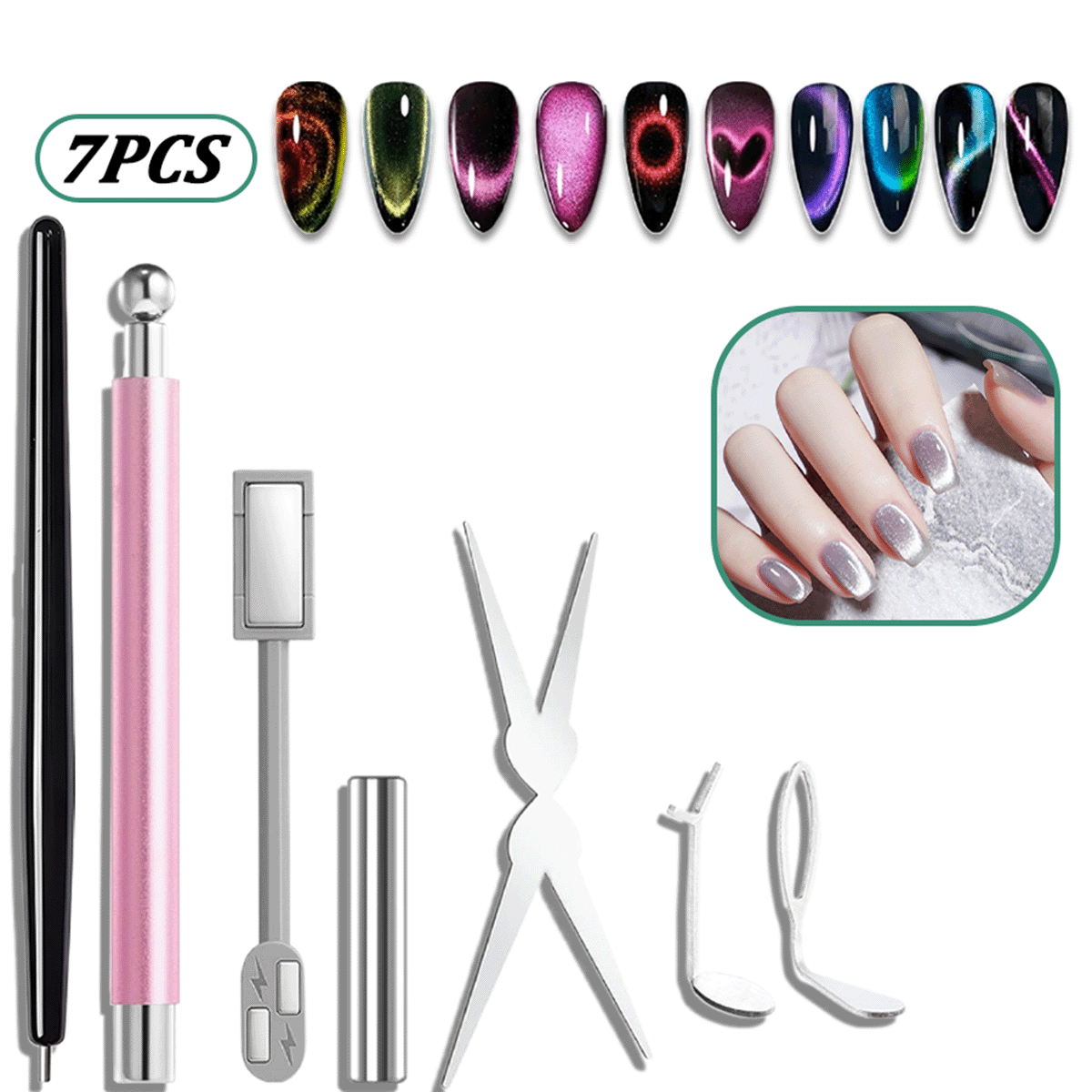 Juego de 7 imanes para uñas ef - Nail Art Full Color reseña y precio