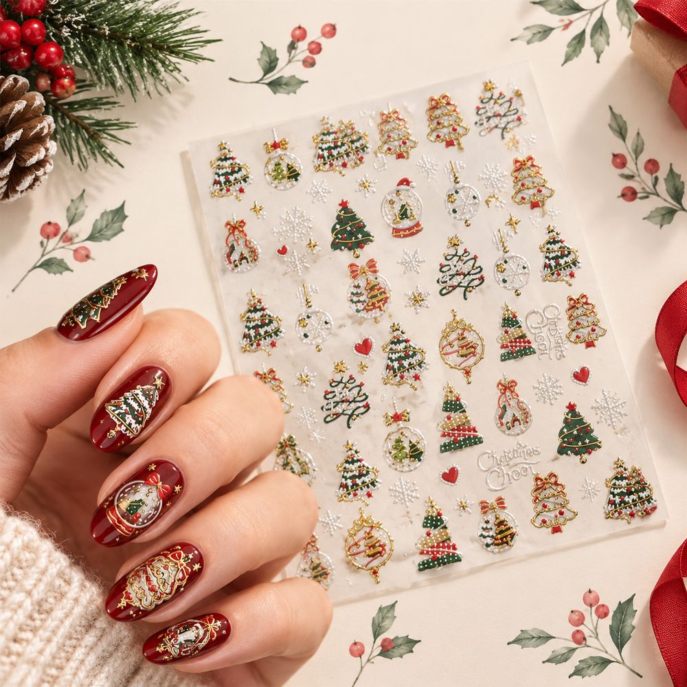 1 unidad de pegatinas navideña - Nail Art Xmas Tree reseña y precio
