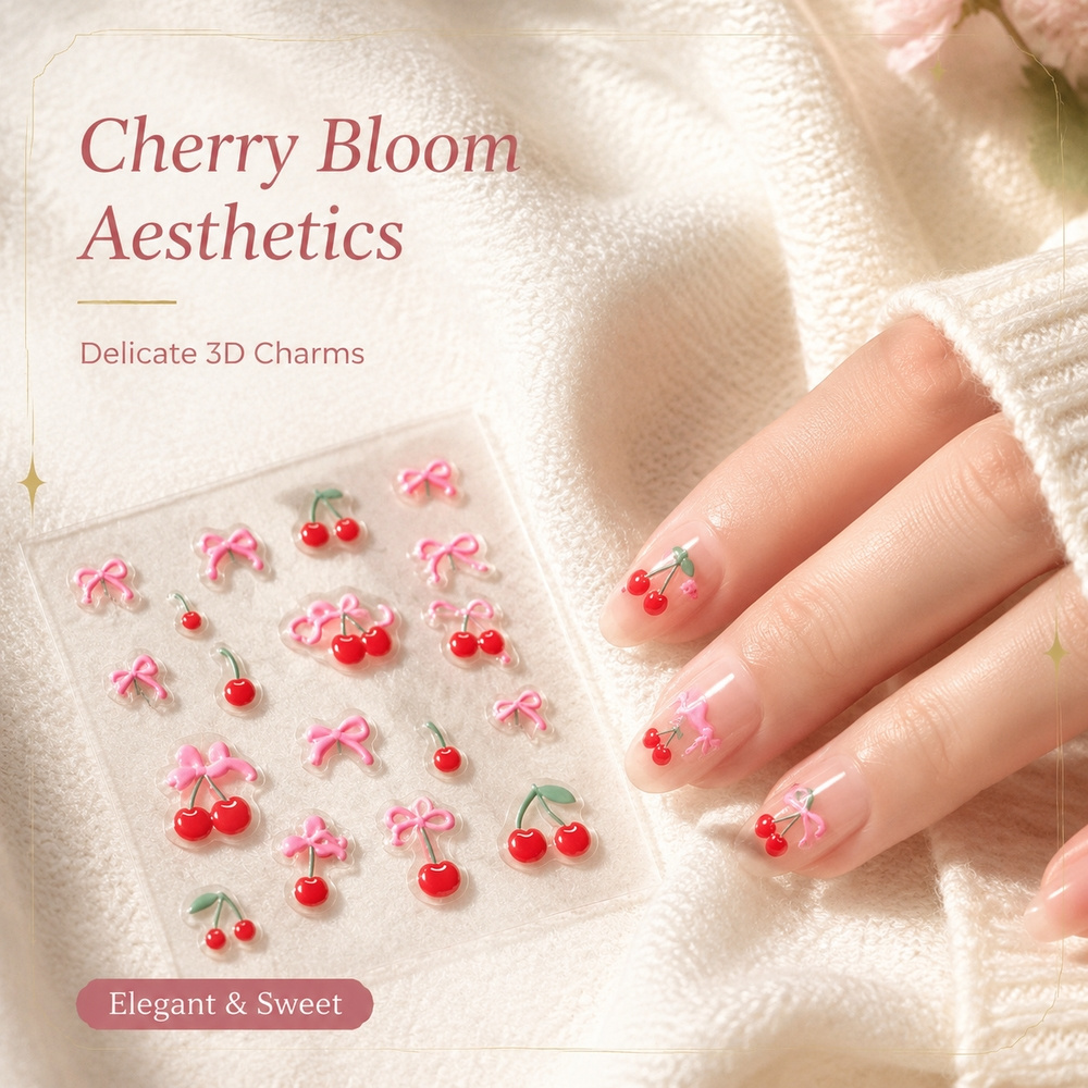 1 Hoja de Calcomanías de Uñas  - Nail Art Red Cherry reseña y precio
