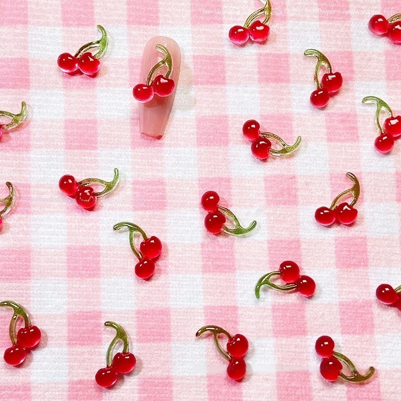 20 piezas dulce 3D Mini cereza - Nail Art Red Cherry reseña y precio