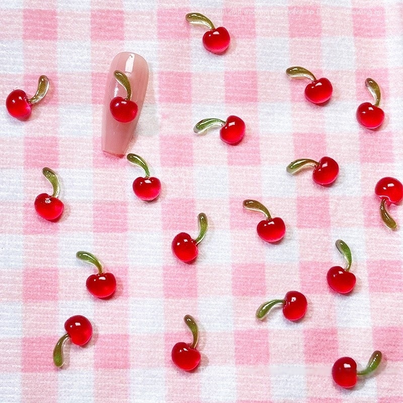 20 piezas dulce 3D Mini cereza - Nail Art Red Cherry reseña y precio